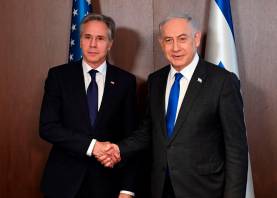El secretario de Estado norteamericano, Anthony Blinken, se encuentra de visita en Israel y se ha reunido con el primer ministro israelí, Benjamin Netanyahu. Foto: EFE