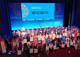 Todos los premiados y nominados durante la gala EMYA de ayer en Portugal. Foto: Cedida