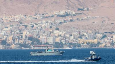 Barcos de la Marina Israelí en el mar cerca de la ciudad portuaria de Mar Rojo de Eilat, en el sur de Israel. Foto: EFE