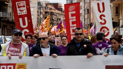 Manifestació dels sindicats a Tortosa per l’1 de maig. Foto: Joan Revillas