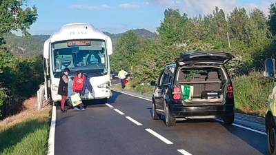 El autobús accidentado. Foto: Alba Mariné