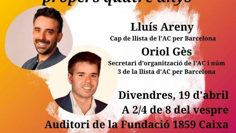 Imagen promocional del acto con la presencia de Lluís Areny, cabeza de lista de AC. Foto: X