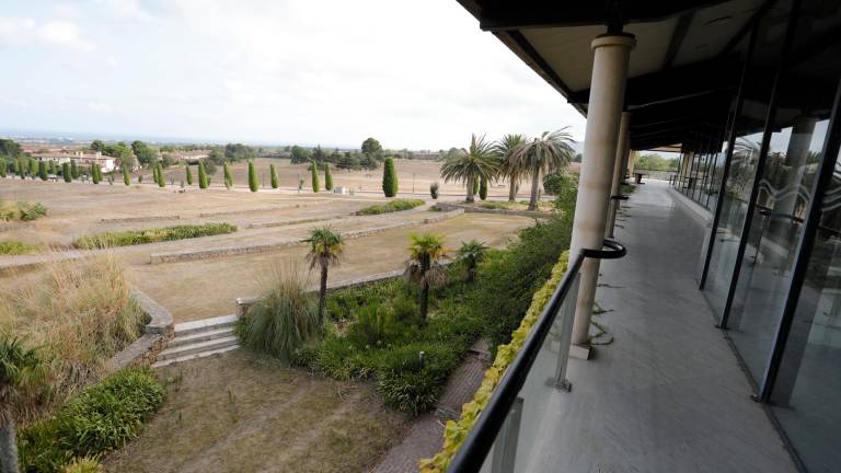 Las hierbas ya han alcanzado la terraza de la casa club. Foto: Pere Ferré