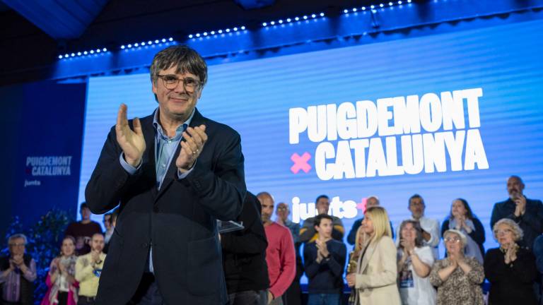 Puigdemont, durant el míting d’aquest passat dimecres. Foto: Efe