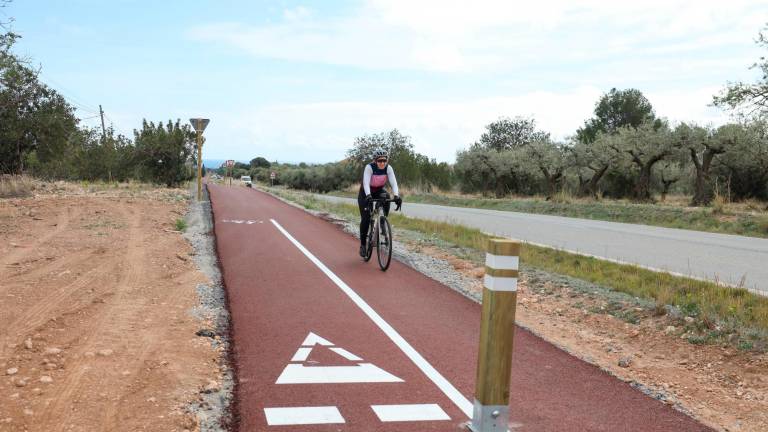 Hace unas semanas que se habilitó el nuevo carril bici que discurre en paralelo a la carretera de la Mar (T-323). FOTO: Alba Mariné