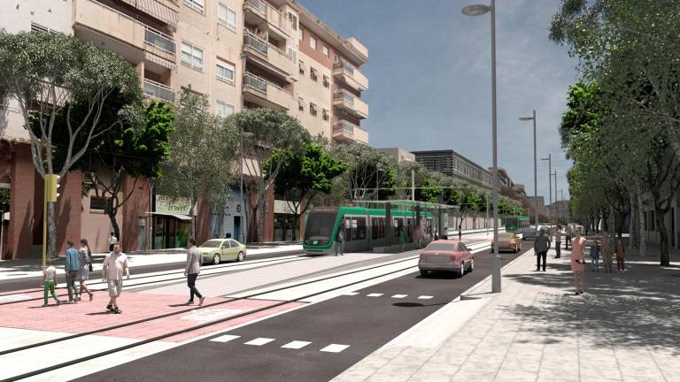 Imagen virtual del tranvía en su paso por la ciudad de Tarragona. foto: dt