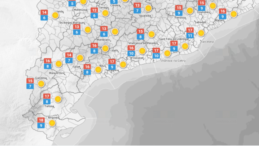 La predicció meteorològica a Tarragona. FONT: Meteo.cat