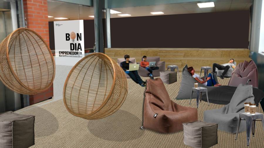 Simulación de la zona de relax y descanso que se creará donde actualmente están el comedor y la cafetería. FOTO: cedida