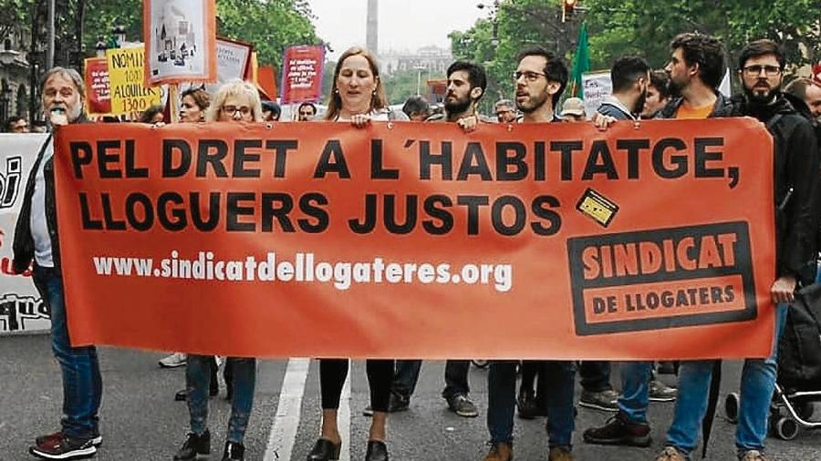 Una manifestación en Barcelona por el precio de los alquileres. FOTO: sindicat de llogaters