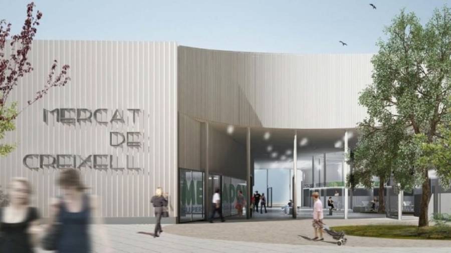 Imagen virtual de la fachada del futuro Mercat de Creixell, ubicado en el sector Sínies Nord, en una avenida paralela a la N-340. Foto: Nictalia
