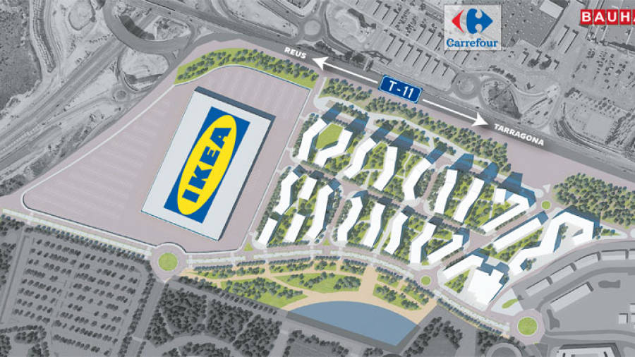 Dibujo de la zona donde se ubicará el futuro centro comercial de la multinacional IKEA. Foto: DT