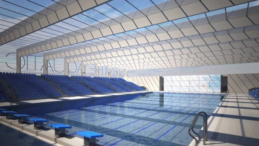Imagen virtual del complejo acuático, en Camplar, la primera instalación prevista para Tarragona 2017