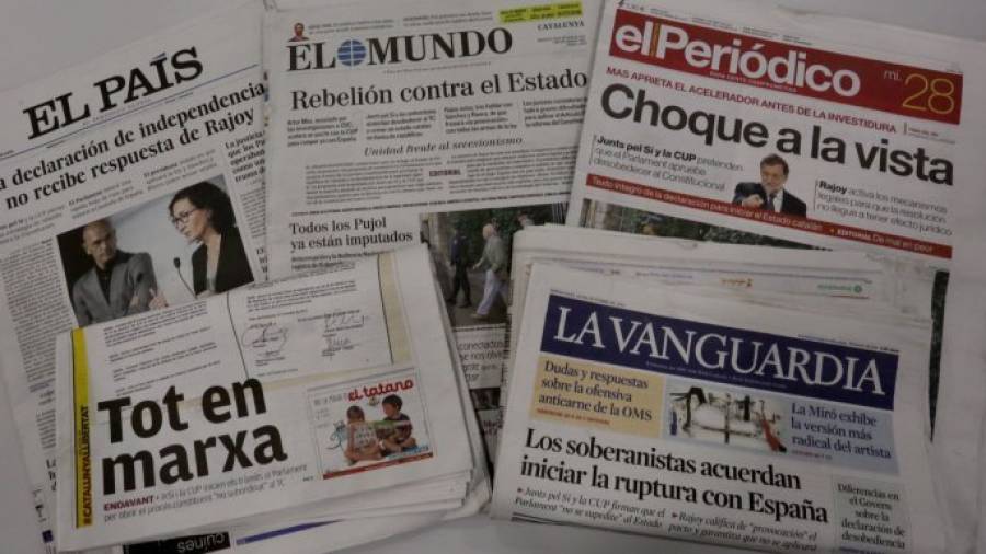 La prensa catalana y española hierve con la declaración independentista que votará el Parlament. Foto: L.M.