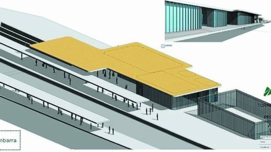 Adif presentó dos propuestas similares para la estación de tren de Torredembarra. Foto: Adif