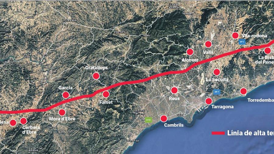 Recorrido de la línea de alta tensión por las comarcas tarraconenses