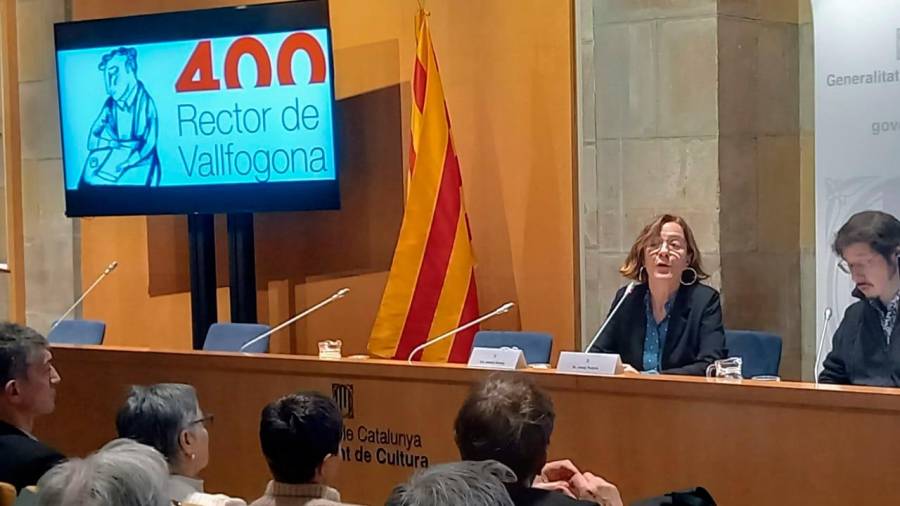 Presentació de l’Any Rector de Vallfogona ahir per part de la ILC i el comissari, Josep Pedrals. Foto: Cedida