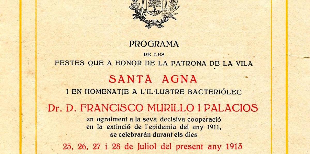 El programa de fiestas de Santa Anna de 1913. El programa de fiestas de Santa Anna de 1913.