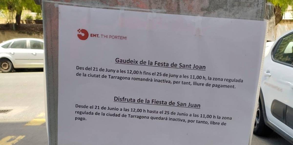 Cartel informativo colgado en Tarragona. Foto: DT Cartel informativo colgado en Tarragona. Foto: DT