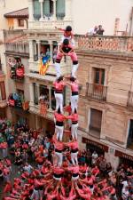 Aleta del 4 de 9 amb folre descarregat per la Colla Vella Xiquets de Valls en la tercera ronda de la diada castellera de l’Arboç. Foto: ACN