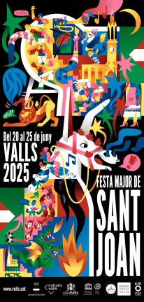 $!El cartell de la Festa Major de Sant Joan de Valls 2025, creat per la il·lustradora vallenca Meritxell Garriga. FOTO: Cedida