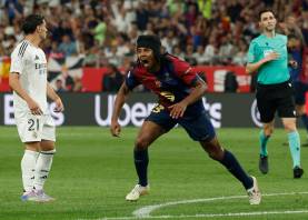 Koundé celebra su gol en la final de la Copa del Rey. Foto: EFE