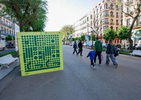 La cabina esta mañana en la Rambla Nova. Foto: Marc Bosch
