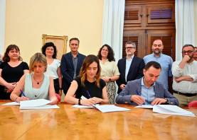 Les tres potes del tripartit: Llauradó, Guaita i Rubio. foto: A. González