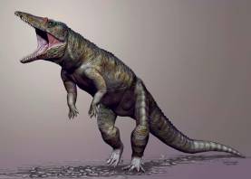 Imagen del Crocodylopodus, el antepasado del cocodrilo que convivió con los dinosaurios. Foto: Phys.org