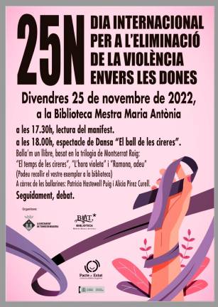 $!Programa del Dia Internacional per a l’eliminació de la violència envers les dones a Torredembarra. Foto: Ajuntament de Torredembarra