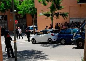 Identificaciones y cacheos a la afición del Real Murcia. Foto: cedida