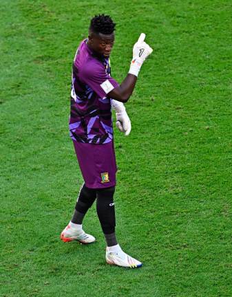 André Onana en el único partido que disputó con Camerún en el Mundial de Catar que ya ha abandonado. foto: efe