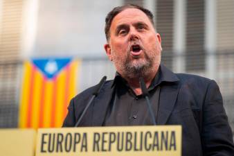 El presidente de Esquerra, Oriol Junqueras, participa este jueves en un acto electoral de ERC en Girona. Foto: EFE