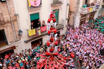 Aleta del 3 de 7 dels Minyons de l’Arboç, que han descarregat en la tercera ronda de la diada castellera de l’Arboç. Foto: ACN