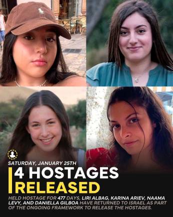 Las cuatro rehenes israelíes liberadas. Foto: ACN