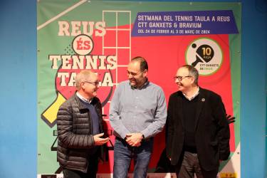 Miquel Domingo, Enrique Martín i Joan Carles Virgili, ahir a la presentació de la Setmana del Tennis Taula de Reus. FOTO: A. Mariné