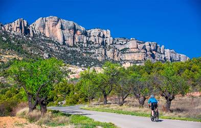 Un cicloturista en La Morera de Montsant. FOTO: diputació de tarragona