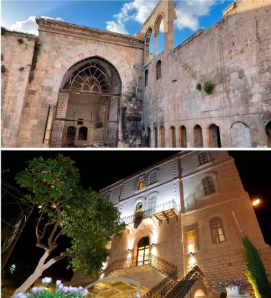 Convent de Sant Salvador a Jerusalem, on va viure molts anys Cardona i Grau i refugi de pelegrins a Natzaret fet construir per ell.