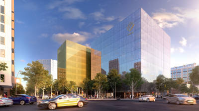 Imagen virtual del edificio donde Amazon tendr&aacute; sus oficinas el el 22@ de Barcelona. Foto: ACN