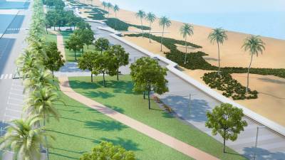 La zona verde y el paseo formarán una frontera sostenible entre la playa y la zona residencial.