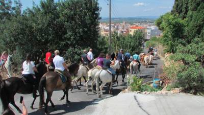 Bous i cavalls enfilant l’últim tram del camí abans d’entrar al poble, ahir al migdia. foto: J. Joaquim Buj