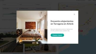 Captura de pantalla de una promoción de Airbnb al entrar a su sección de Tarragona