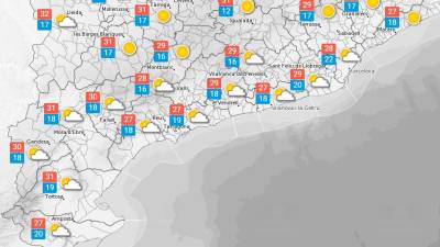 La previsió meteorològica a Tarragona per dissabte, 25 de juny. Foto: Meteocat