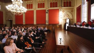 Imagen de la presentación, ayer, del Catàleg. El acto tuvo lugar en El Seminari. Foto: Pere Ferré