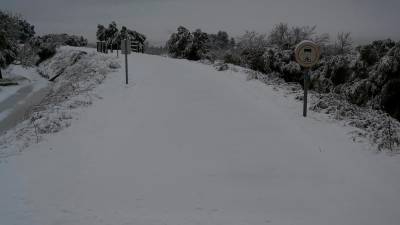 Imagen de la nieve en la zona de la Terra Alta, en Tarragona. Foto: Joan Revillas