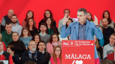 El secretario general del PSOE y presidente del Gobierno, Pedro Sánchez, ayer en un acto del partido en Málaga. Foto: Jorge Zapata/Efe