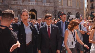 El president de la Generalitat, Salvador Illa, a la plaça Sant Jaume. Foto: ACN