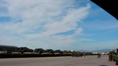 Imagen del desembarco de las tropas este lunes en el Port de Tarragona. FOTO: DT