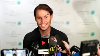 El tenista mallorquín, el pasado mes durante la presentación en Barcelona de una clínica de tenis. Foto: EFE/Alejandro Garcia