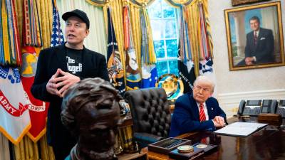 Elon Musk, en su despedida en el despacho oval de la Casa Blanca. Foto: EFE