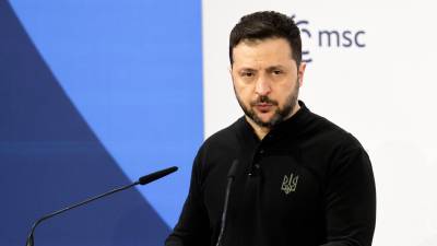 El Presidente de Ucrania Volodymyr Zelensky interviene durante la Conferencia de Seguridad de Munich 2025. Foto: EFE